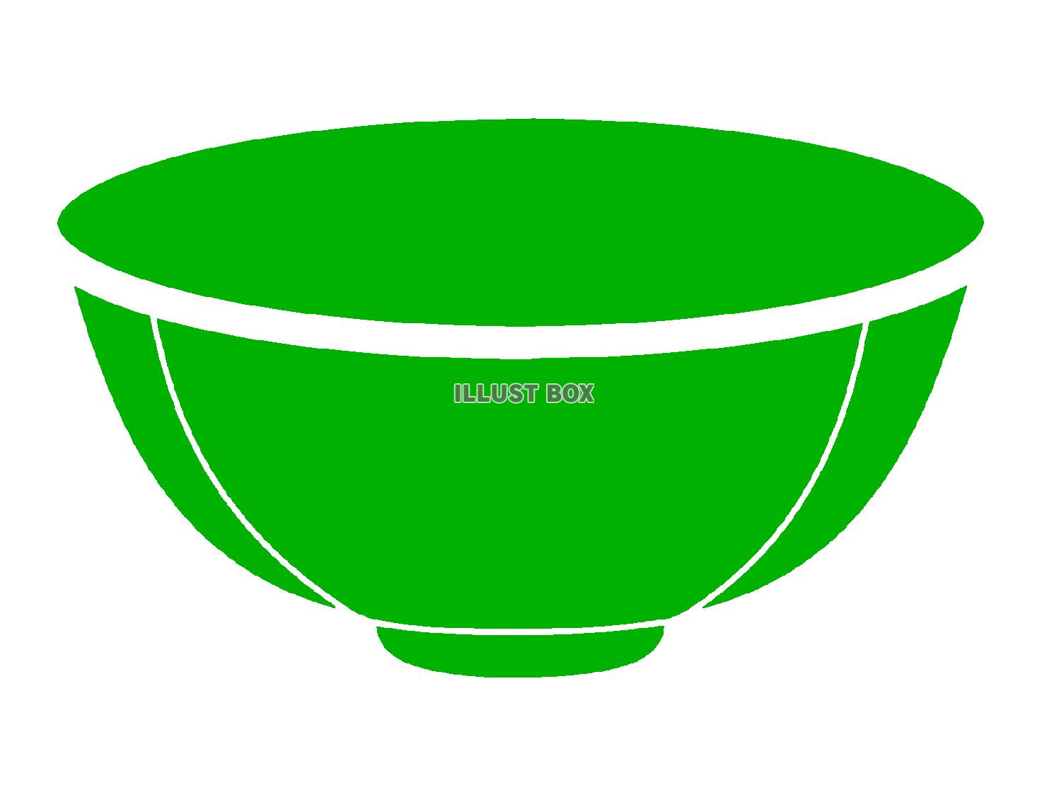 緑色の丼の食器のシルエットアイコン