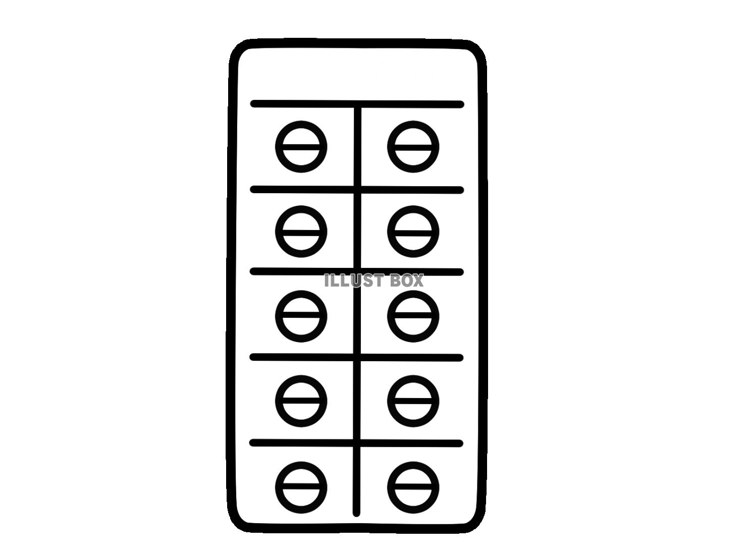 PTP包装のカプセル剤　モノクロ