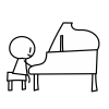 グランドピアノを演奏する人