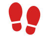 赤い人間の足跡（靴跡）のアイコン【透過PNG】