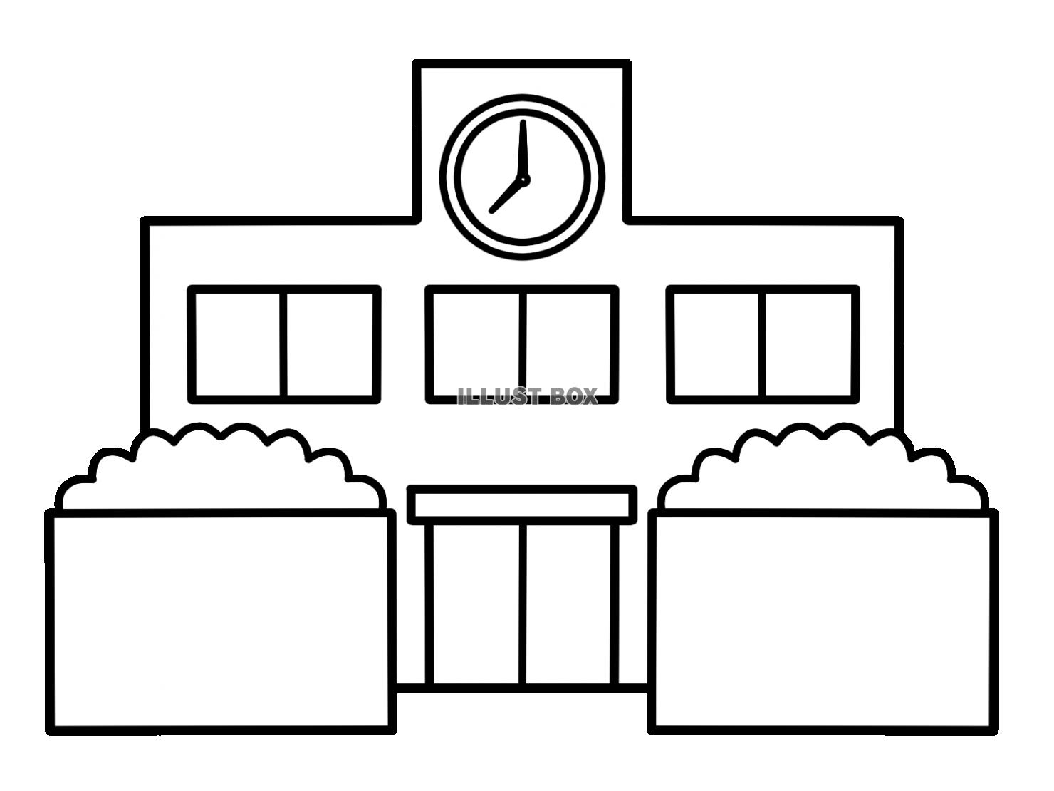 無料イラスト 学校 モノクロ