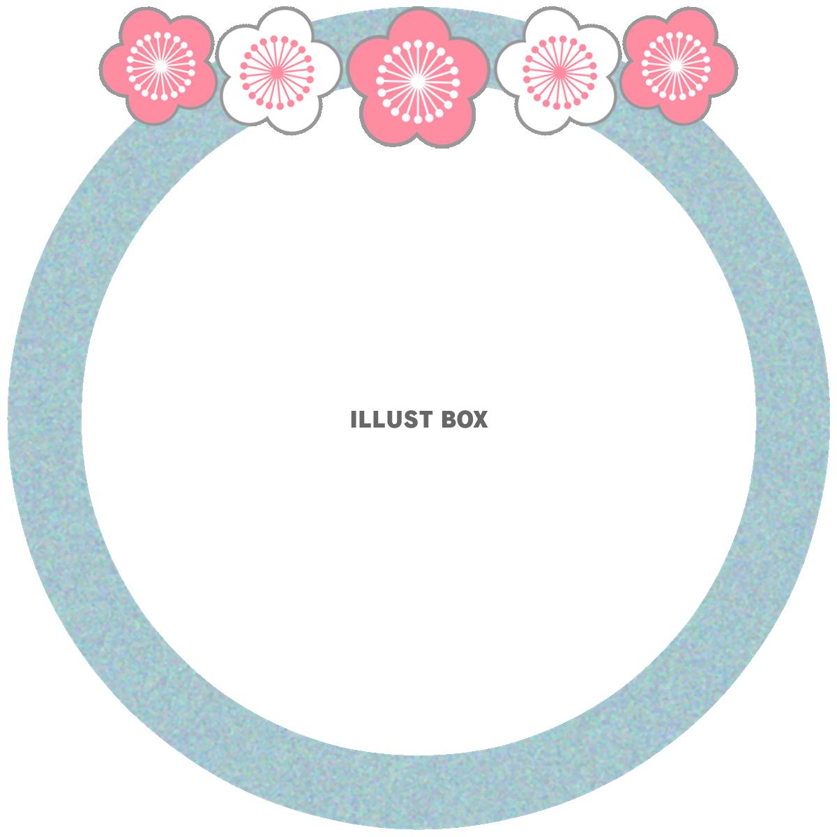 和柄梅の花模様フレームシンプル飾り枠背景イラスト透過png