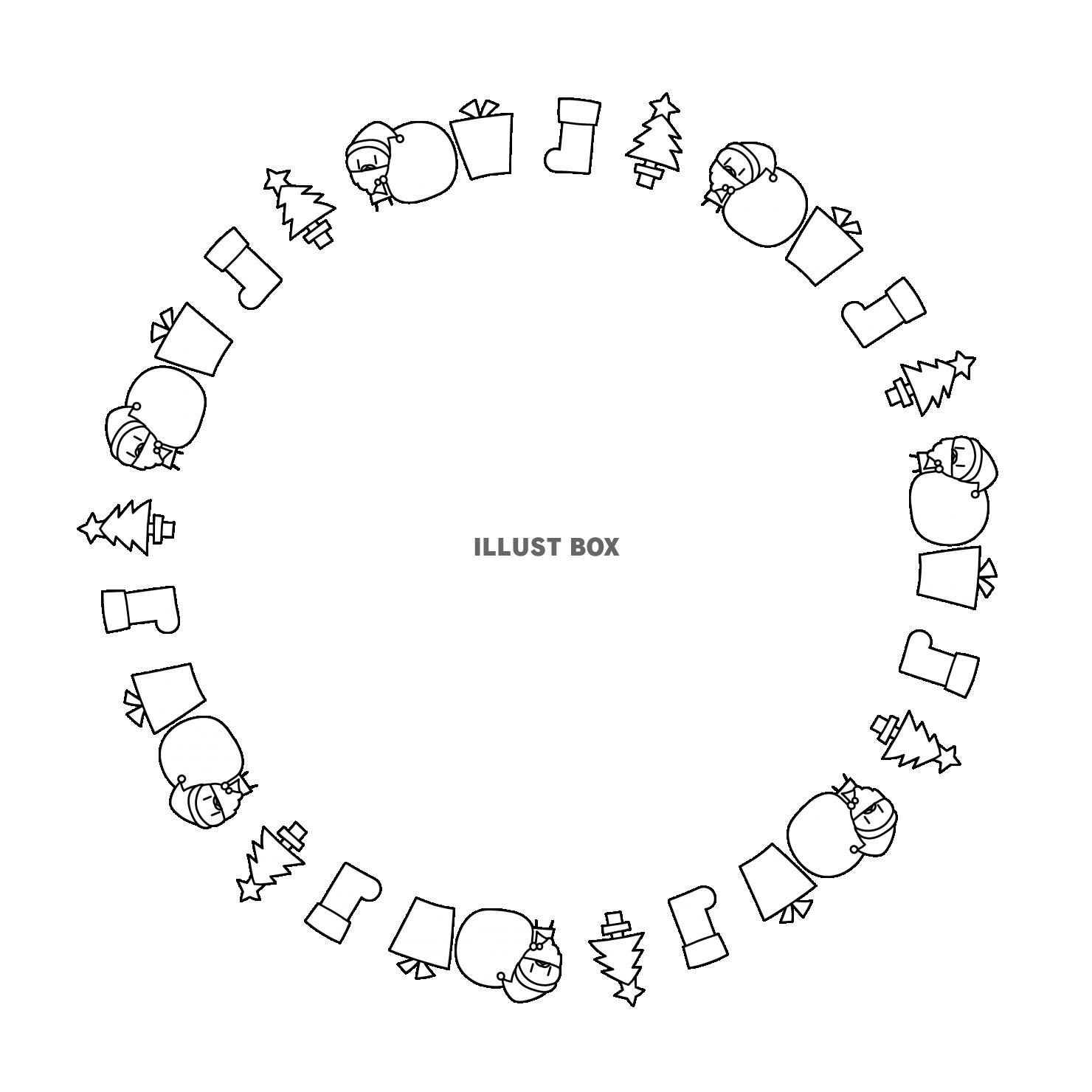 クリスマス　サンタ　プレゼント　ツリー等　丸