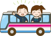 大型バスに乗る中学生（遠足・修学旅行）