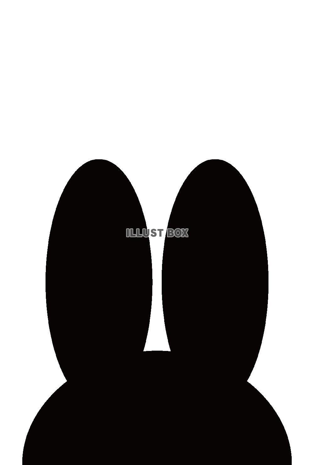 縦型の白黒のウサギ耳のイラスト
