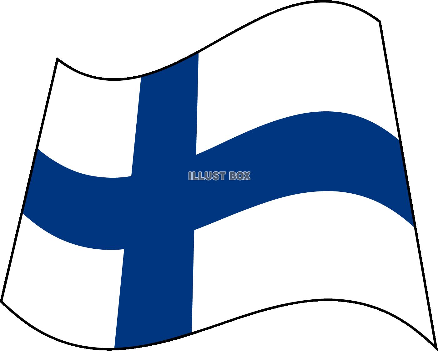 無料イラスト はためく世界の国旗 フィンランド
