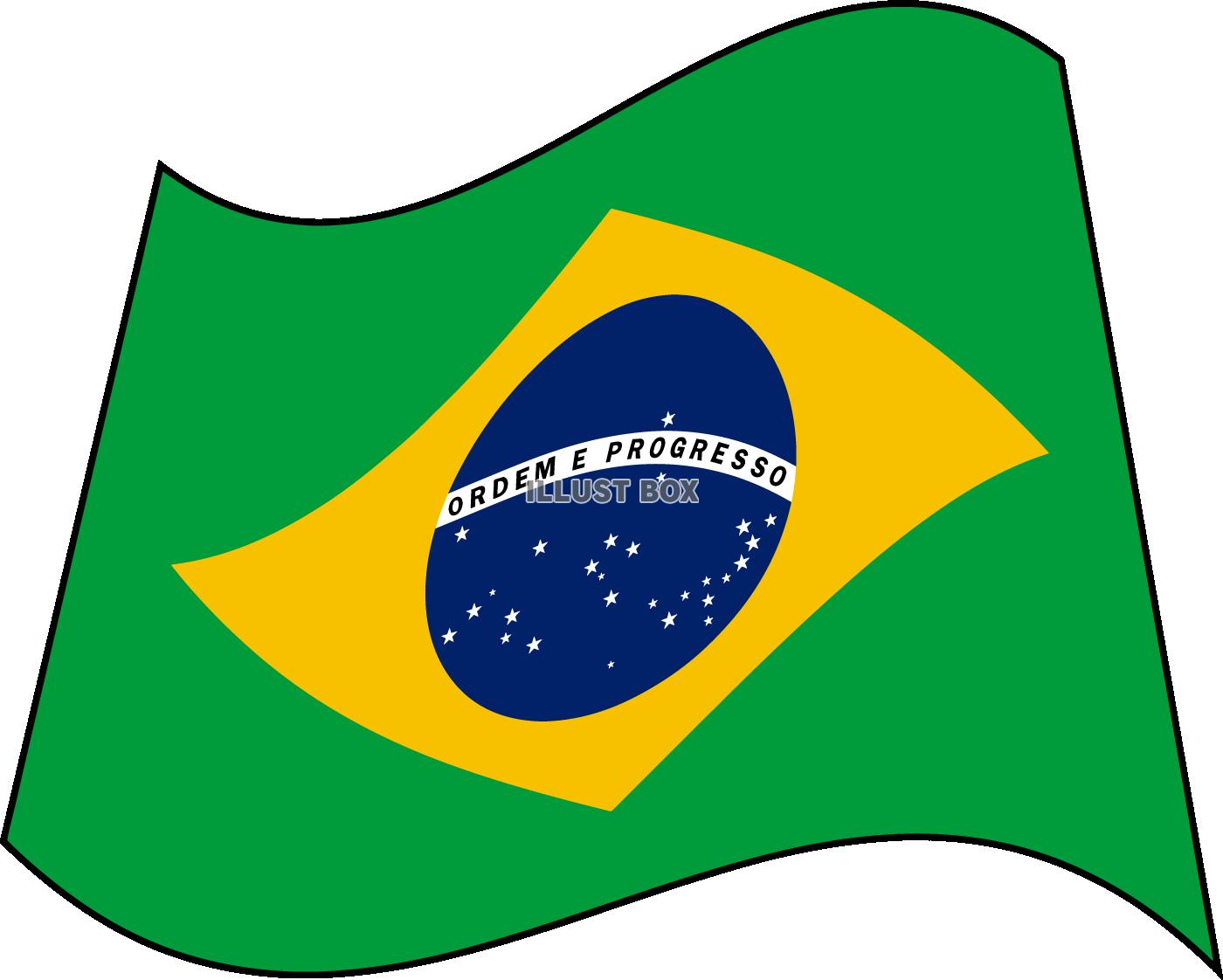 無料イラスト はためく世界の国旗 ブラジル
