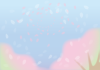 桜吹雪と空の背景素材