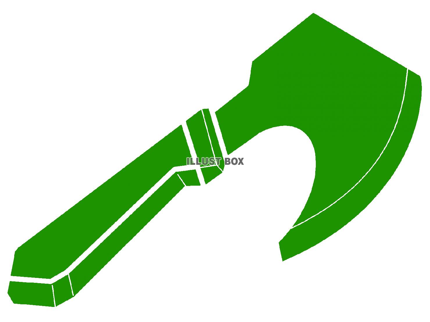 緑色の斧のシルエットアイコン
