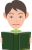  集中して読書をする若い男性のキャラクター 