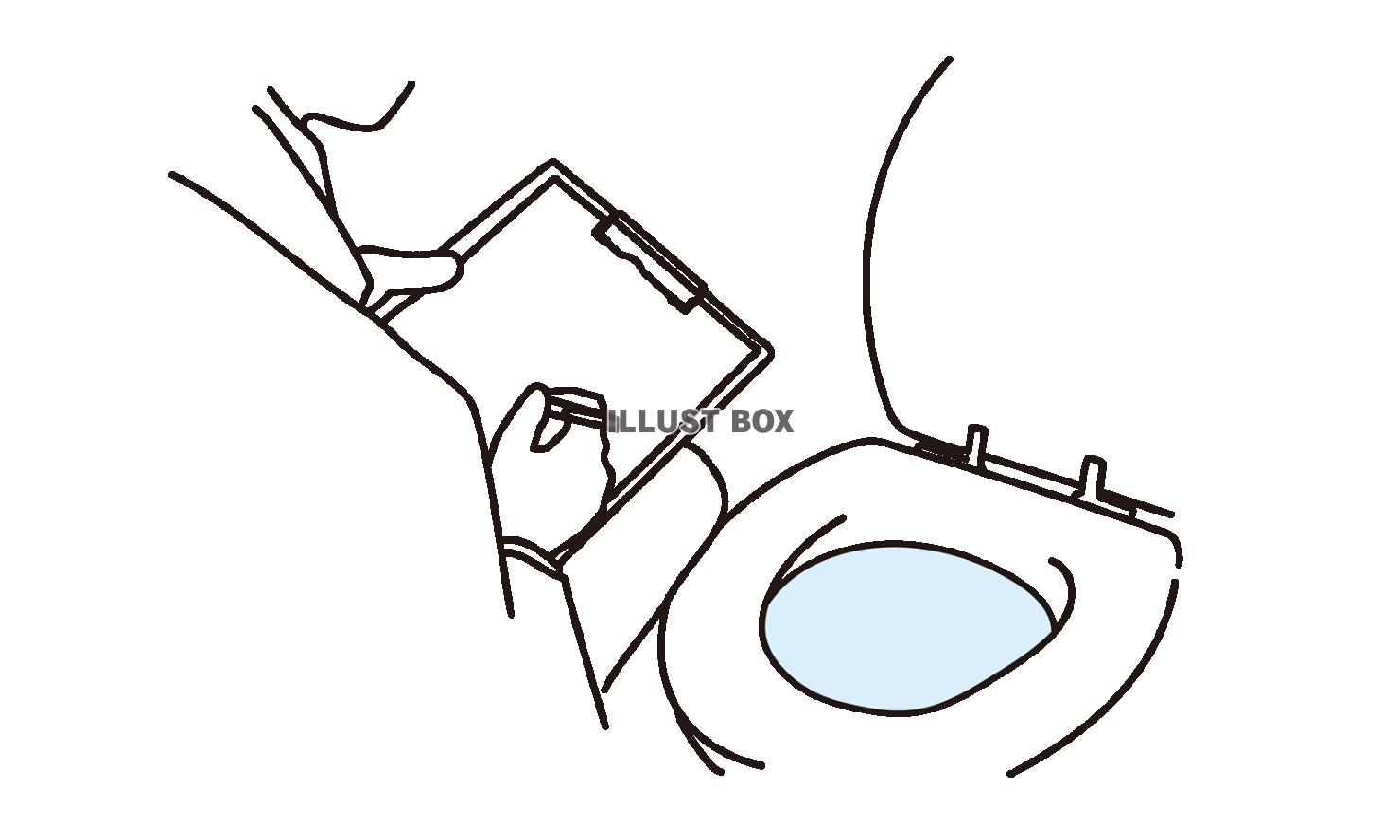 トイレをチェックする作業員