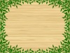 木目板に葉っぱ壁紙フレームシンプル飾り枠背景イラスト　