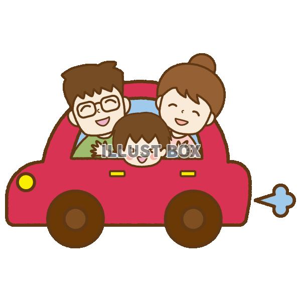 車に乗る家族(透過PNG)