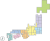カラフルでシンプルなスクエア日本地図　八地方区分　都道府県