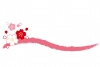 桜と手描き筆ラインの飾り罫/ピンク