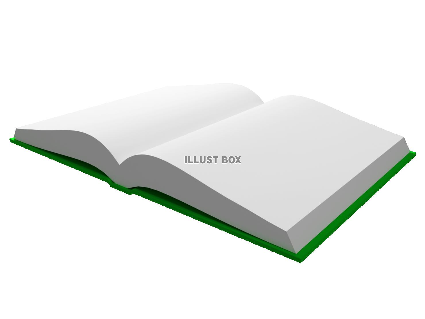 緑の開いた本のリアルな3DCG【透過PNG】