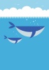 クジラの親子のフラットなイラスト