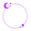 月と星のイラスト・円形フレーム（紫）