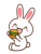 ハンバーガーを食べる白うさぎ　透過png