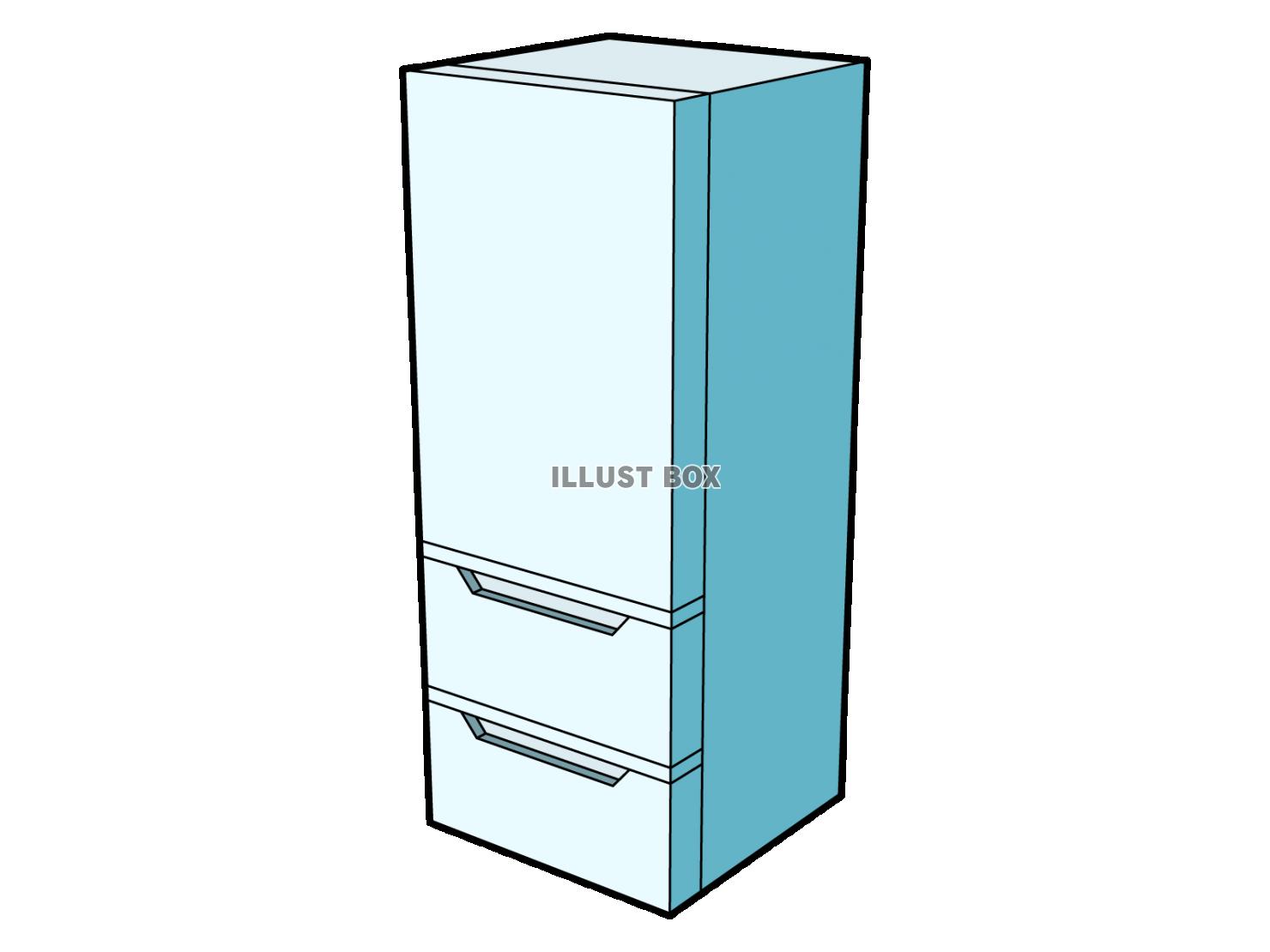 冷蔵庫（れいぞうこ）の立体イラスト青【透過PNG】