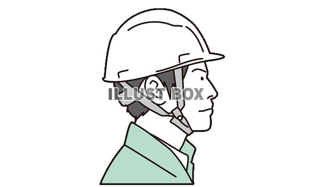 ヘルメットをかぶったアジア人男性作業員の横顔	