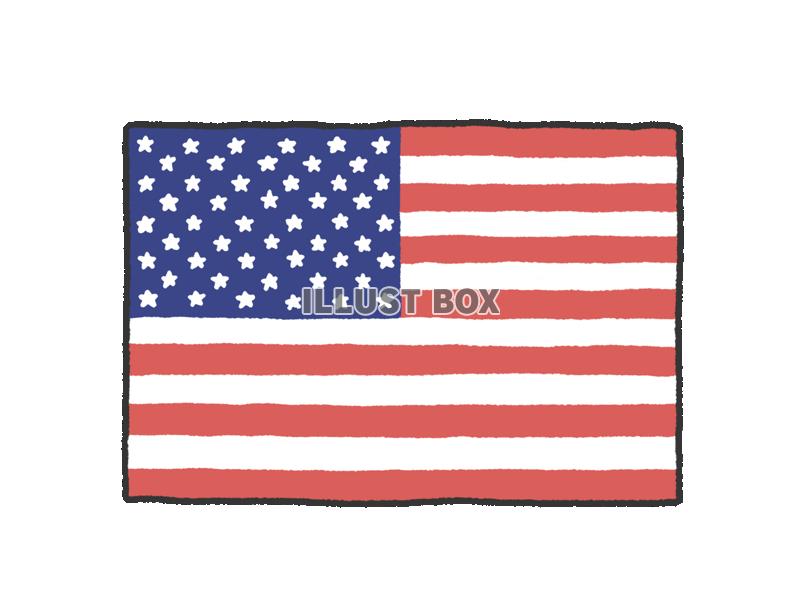 手描き国旗シリーズ アメリカ：イラスト無料