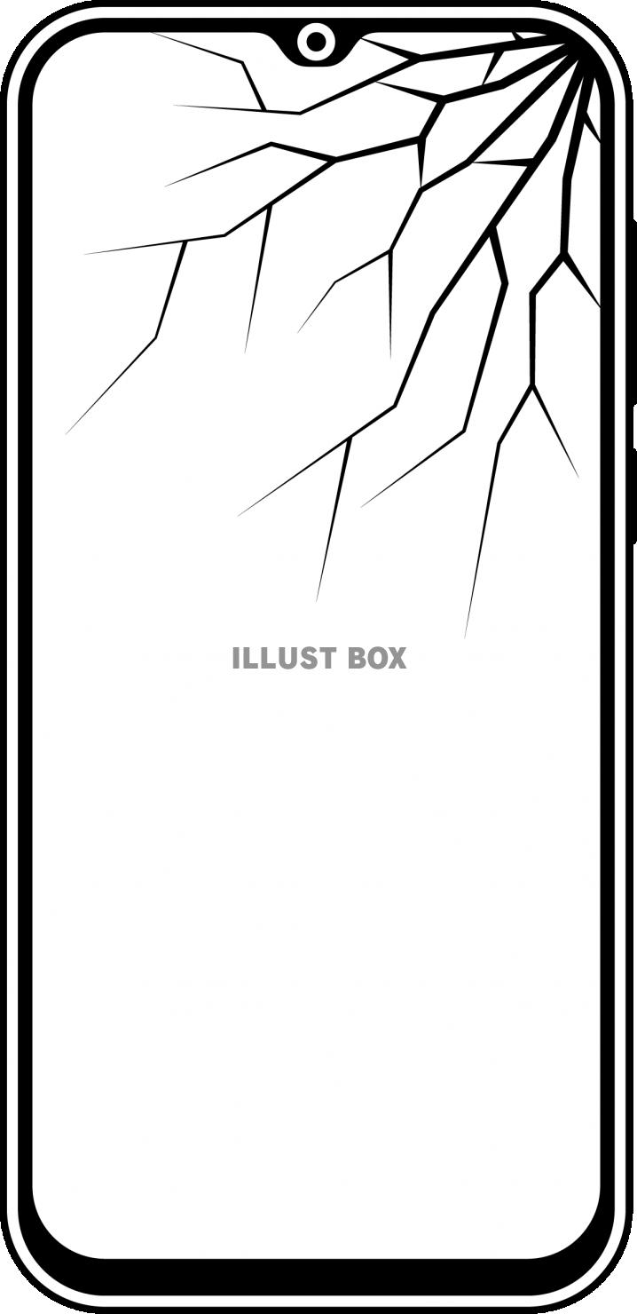  液晶画面にヒビが入った画面割れのスマホ