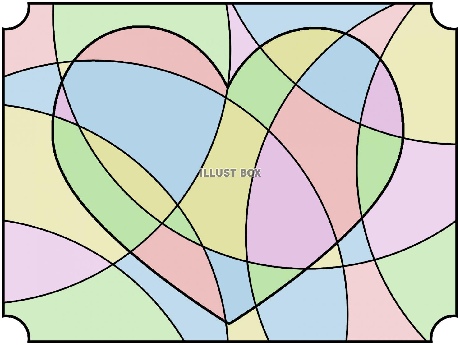 ステンドグラス風ハートマークの壁紙背景素材イラストpng透過