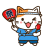 祭りうちわを持った甚平姿の三毛猫　透過png