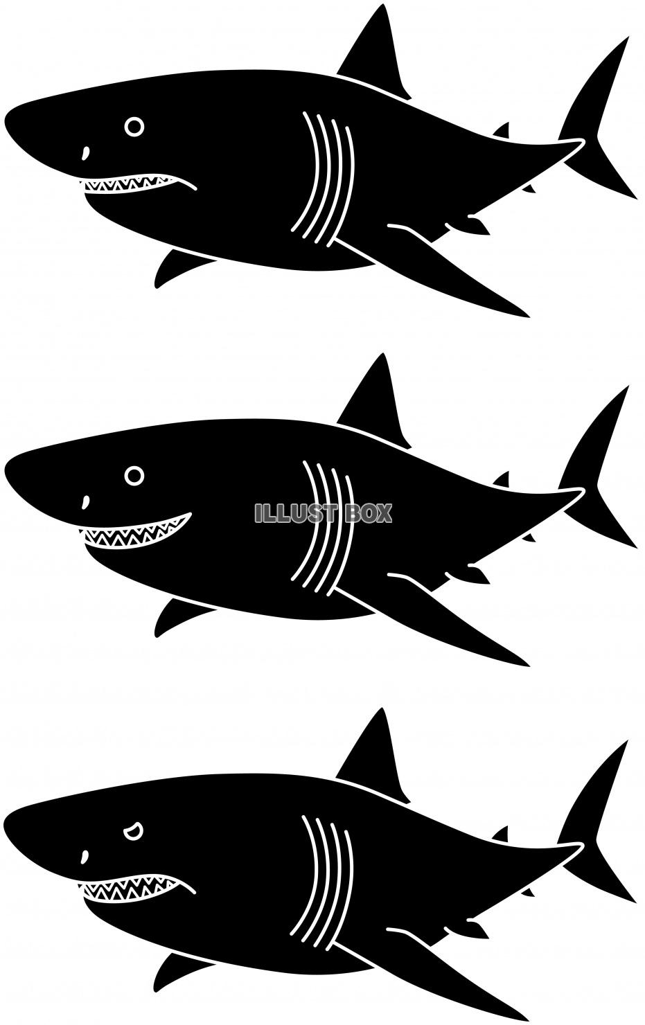 モノクロ鮫の表情３種