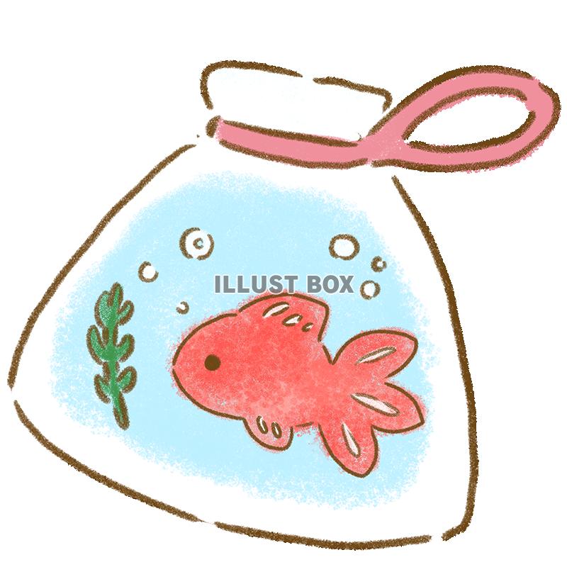 ゆるい手描き金魚すくいイラスト