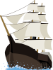 海を帆走する黒船のイメージ