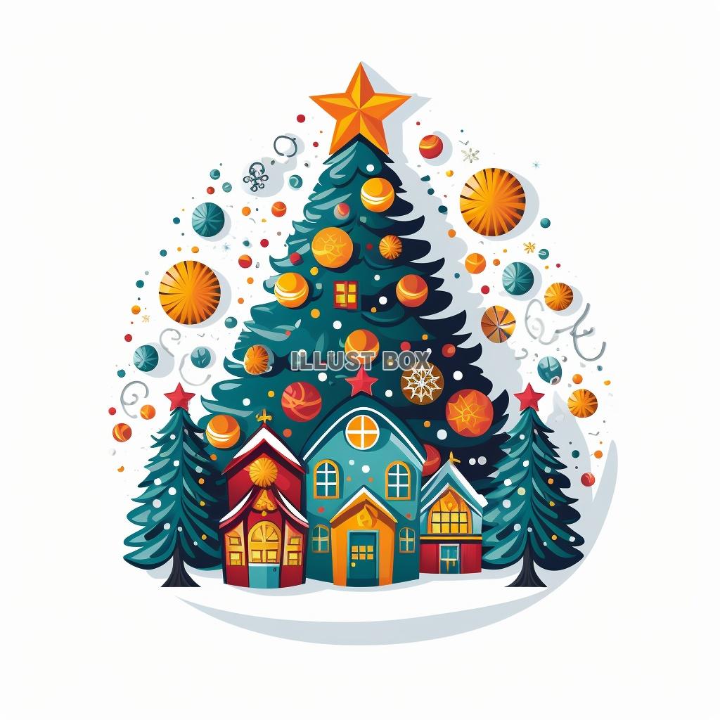 クリスマスツリーの家 #02：イラスト無料