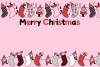 小さなサンタクロースと靴下のクリスマスカード ピンク