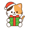 プレゼントを抱える三毛猫サンタ