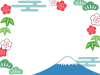 富士山と松竹梅の和柄フレームシンプル飾り枠イラストpng透過