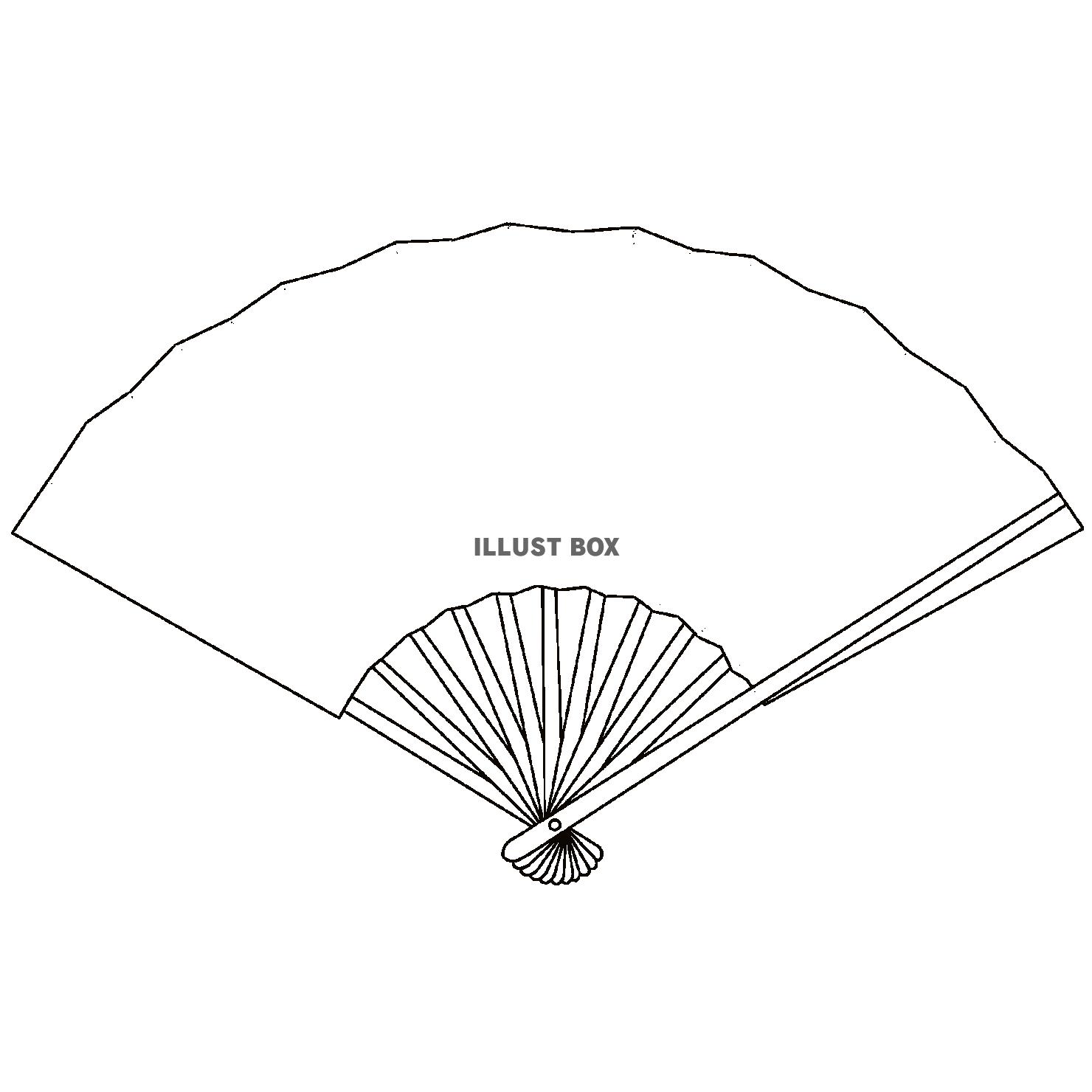 扇子の線画 折り目なし ぬりえ