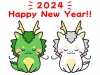 2024年辰年の年賀状素材　2匹の龍