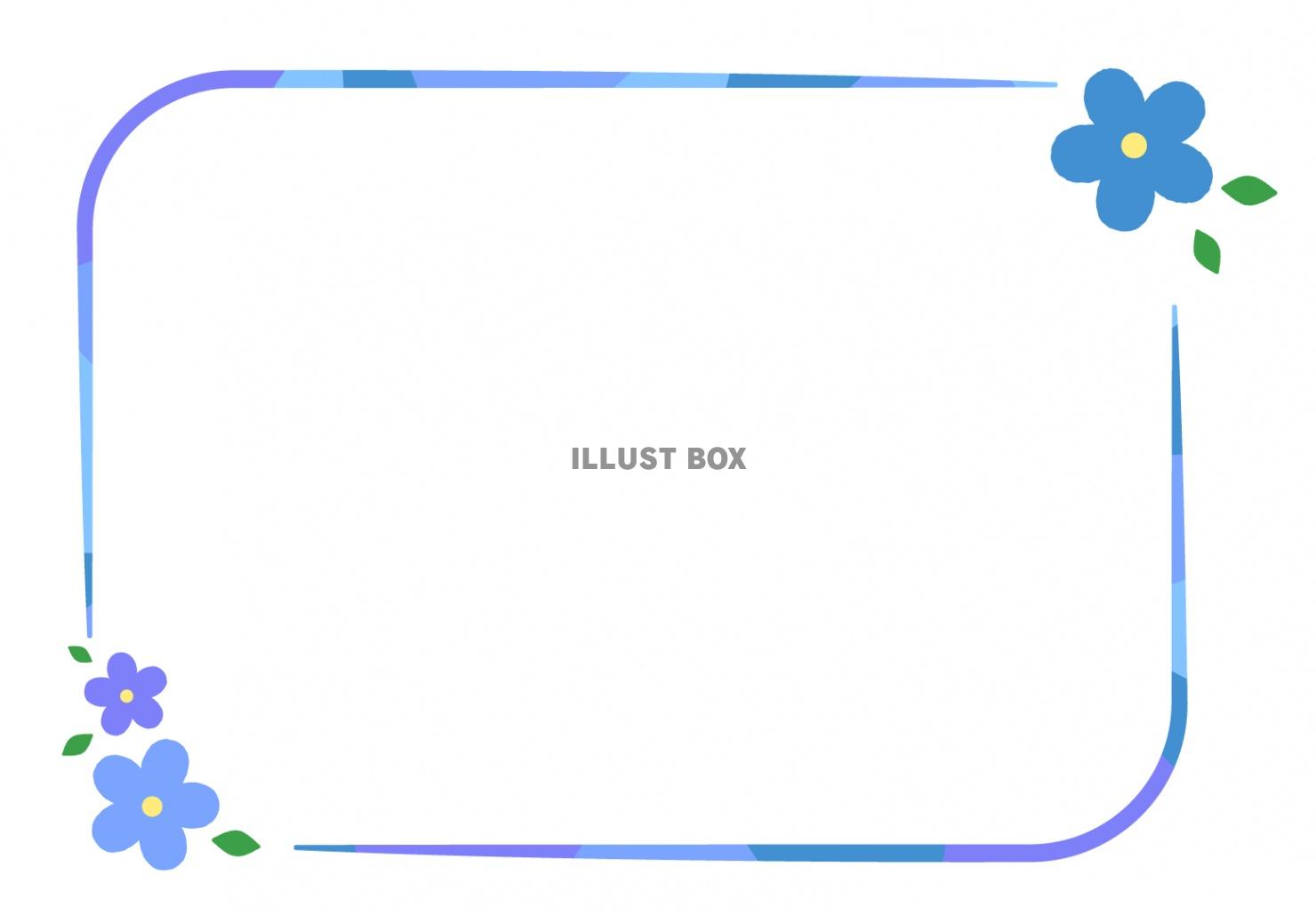 シンプルな花の囲み枠・青