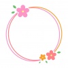 シンプルな花の円形フレーム・ピンク