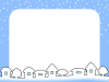 雪景色の家並みフレームシンプル飾り枠イラストpng透過
