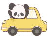 黄色い車からのぞくパンダのイラスト