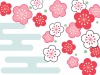 梅の花模様と霞文様の壁紙シンプル和柄背景イラスト