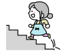 階段を上る女性