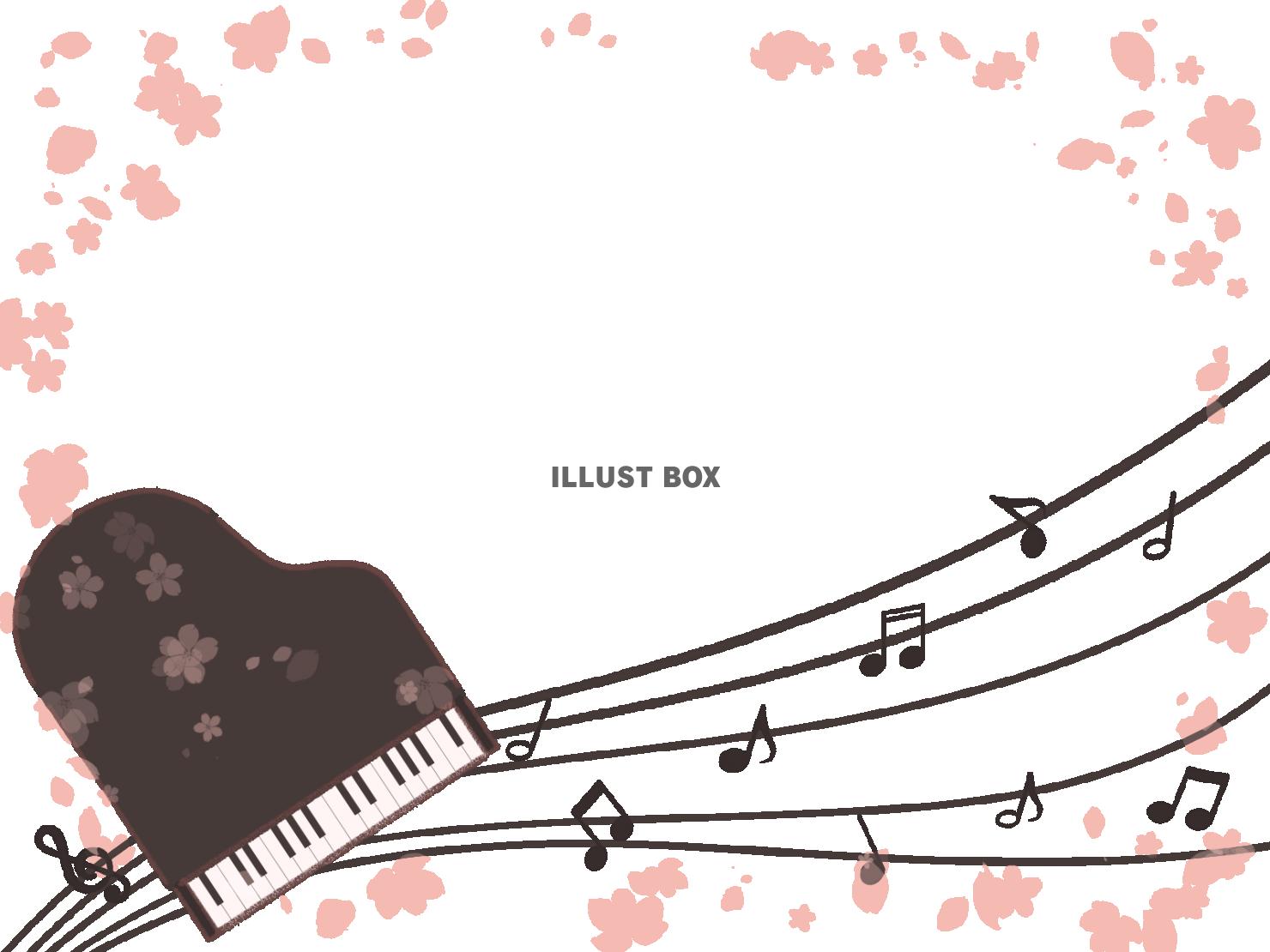 グランドピアノと花のフレーム