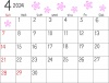 2024年4月の横型のカレンダー