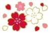 クレヨンタッチの桜イラスト/ピンク・赤・白