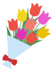 チューリップの花束の素材シンプル背景イラストpng透過