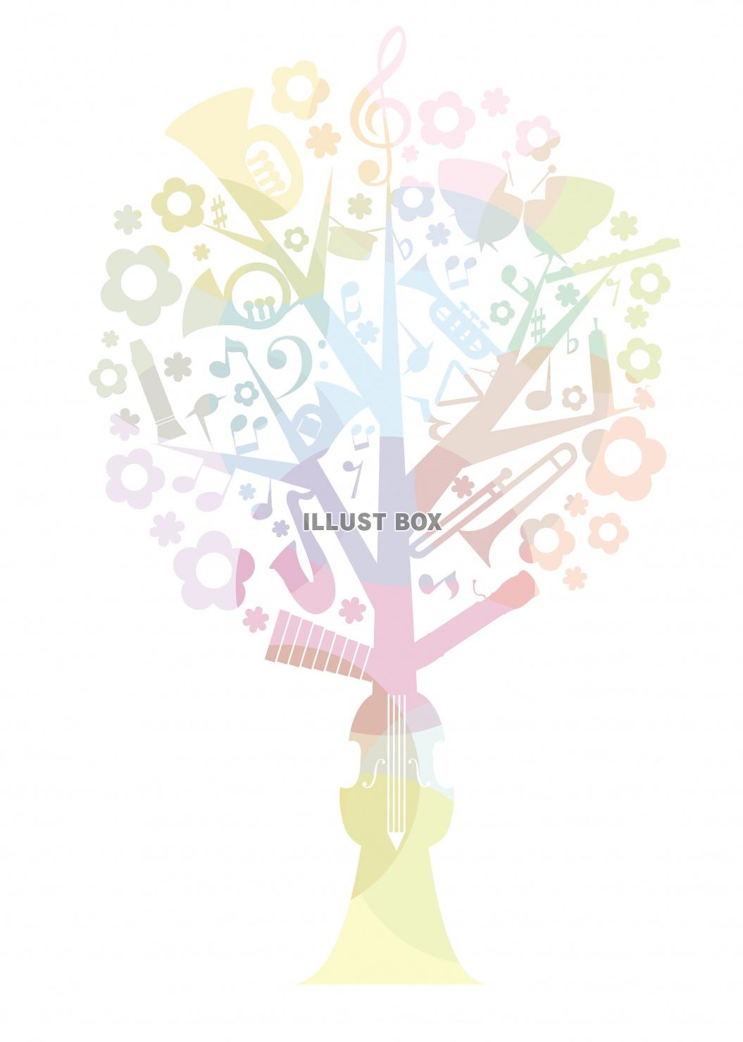 パステルの春色の音楽・吹奏楽の木　
