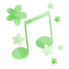 水彩風の桜と音符　緑